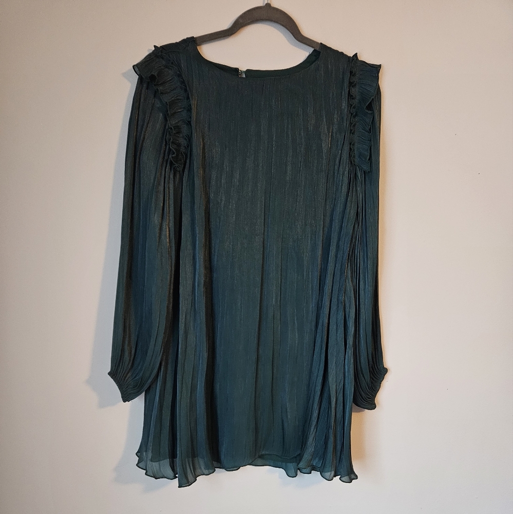 Fab'rik Long Sleeve Pleated Mini Dress